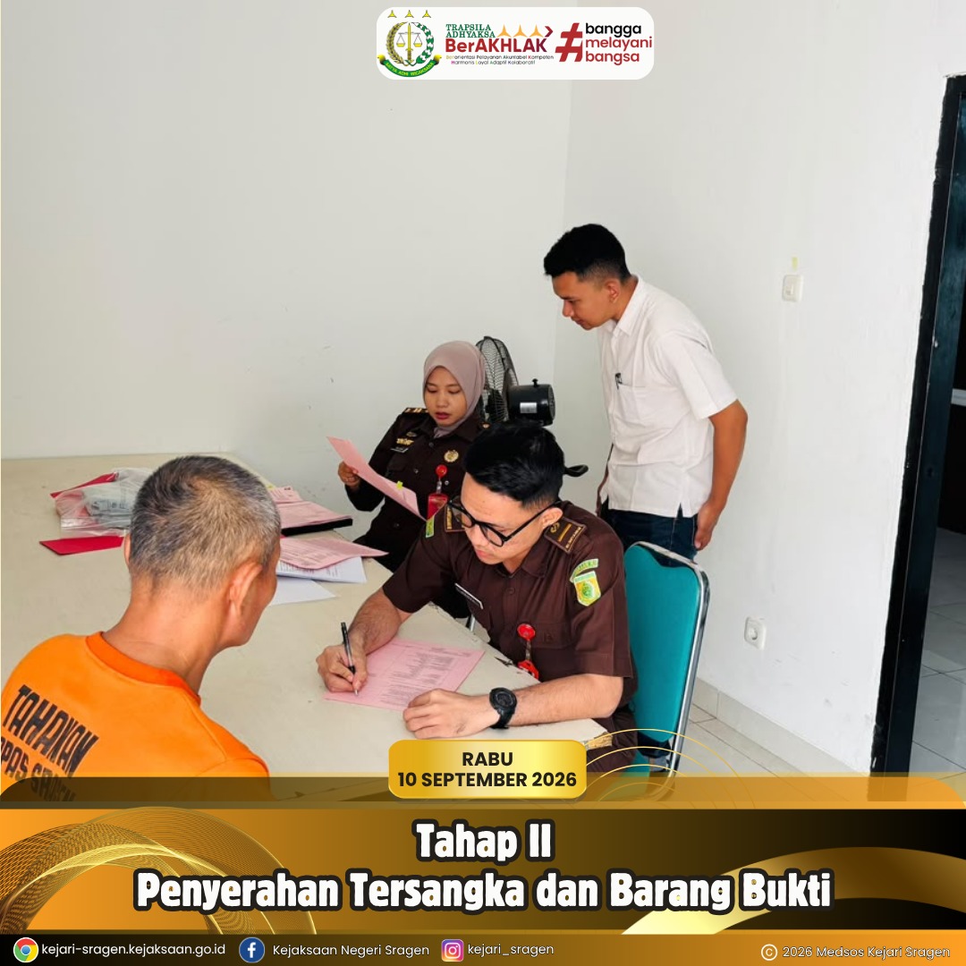 Penyerahan Tersangka beserta Barang Bukti kepada Jaksa Penuntut Umum (JPU) Felisya Riska Imama, S.H., dari Penyidik dengan tersangka (I) terkait kasus Pencabulan.