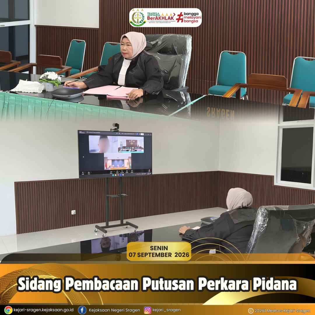 Pembacaan Putusan Perkara Pidana Khusus pada tingkat Banding