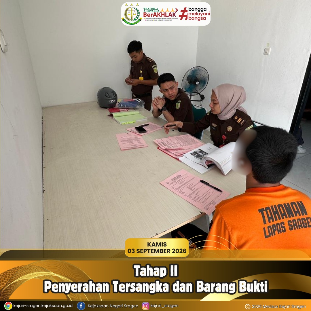 Penyerahan Tersangka beserta Barang Bukti kepada Jaksa Penuntut Umum (JPU) Arinda Dyah Pratiwi, S.H., dengan tersangka (SYDC) dengan kasus Pencurian